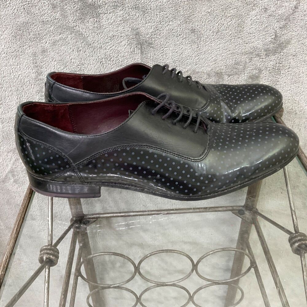 Ted Baker London Mens  Leather Lace-Up  Shoes Men’s Size 11.5 Black polka dot